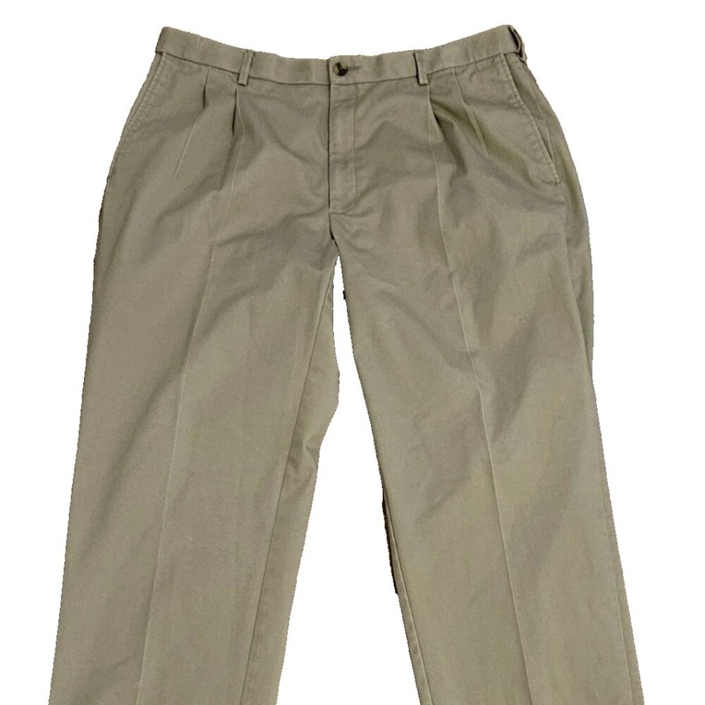 Haggar Premium Khaki Iron Free Pleated Khaki Dress Pants Men's 38x34